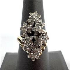 10K 417 Yellow Gold 5.2G 0.53ctw Diamond Cluster Ring Size: 7!